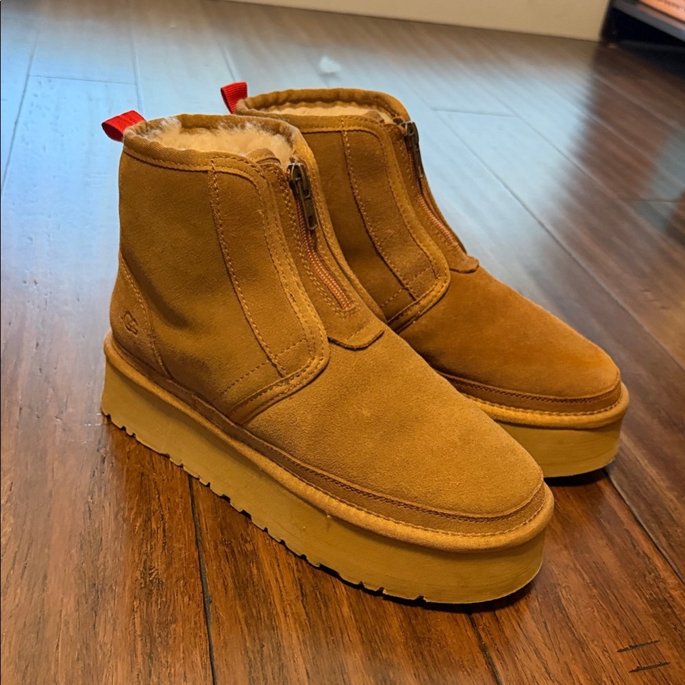 Tan Suede Platform Boots